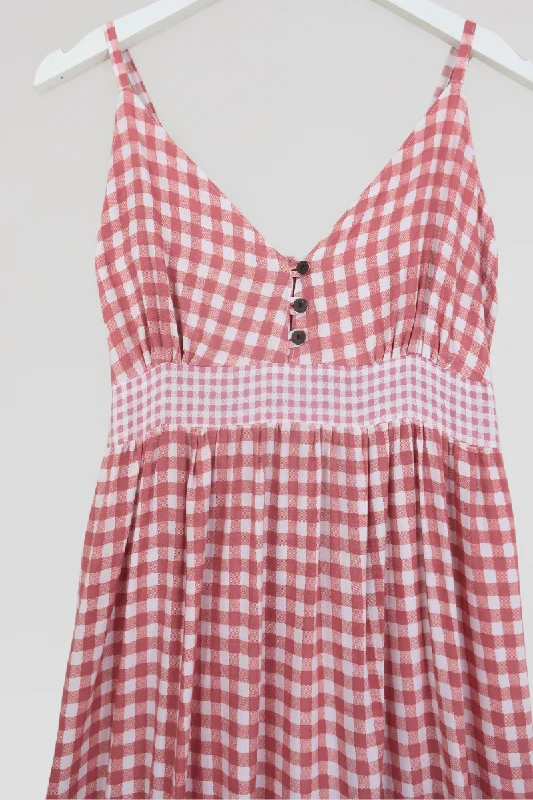 Jessie Maxi Dress in Strawberry Pink Gingham