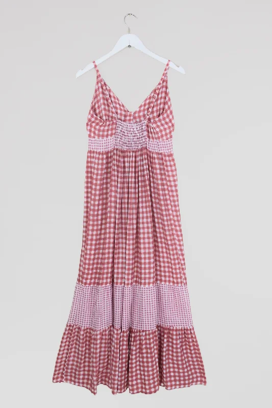 Jessie Maxi Dress in Strawberry Pink Gingham