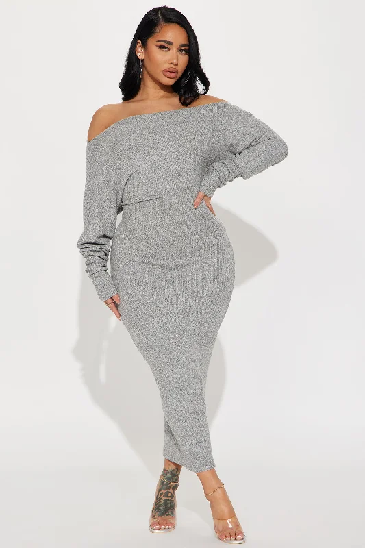 Keeping It Cozy Maxi Dress - Heather Grey