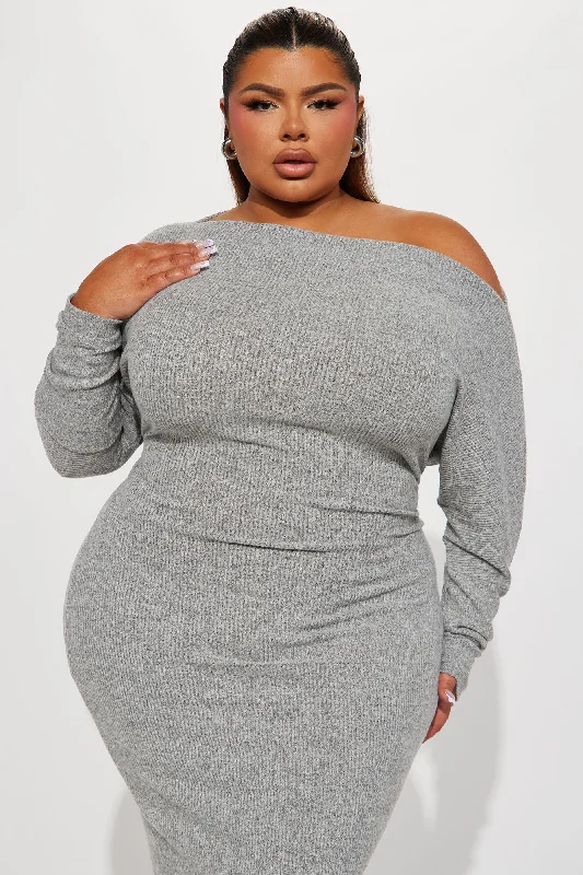 Keeping It Cozy Maxi Dress - Heather Grey