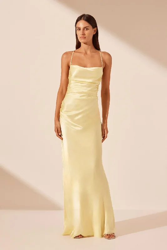 LA LUNE LACE BACK MAXI DRESS - LEMON