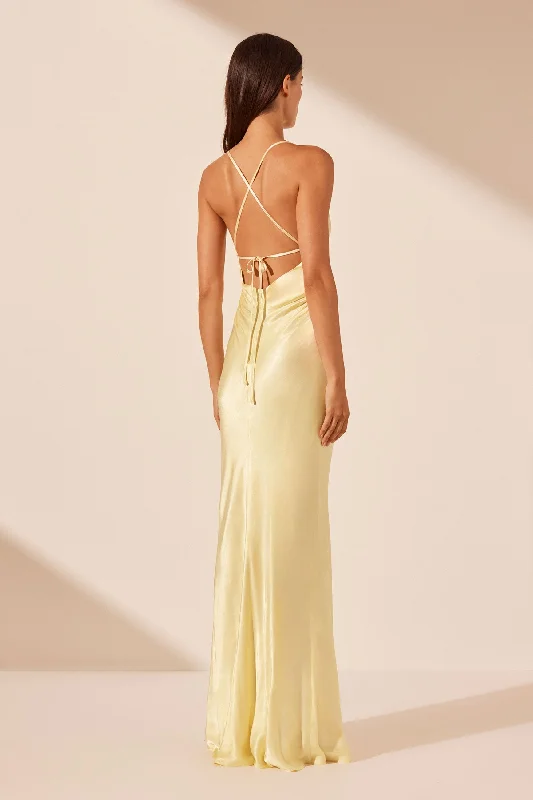 LA LUNE LACE BACK MAXI DRESS - LEMON