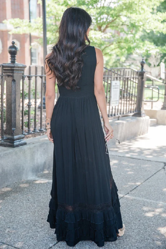 Lucky To Have You Black Sleeveless Maxi Dress