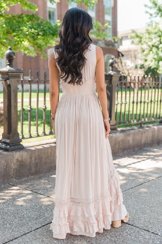 Lucky To Have You Taupe Sleeveless Maxi Dress