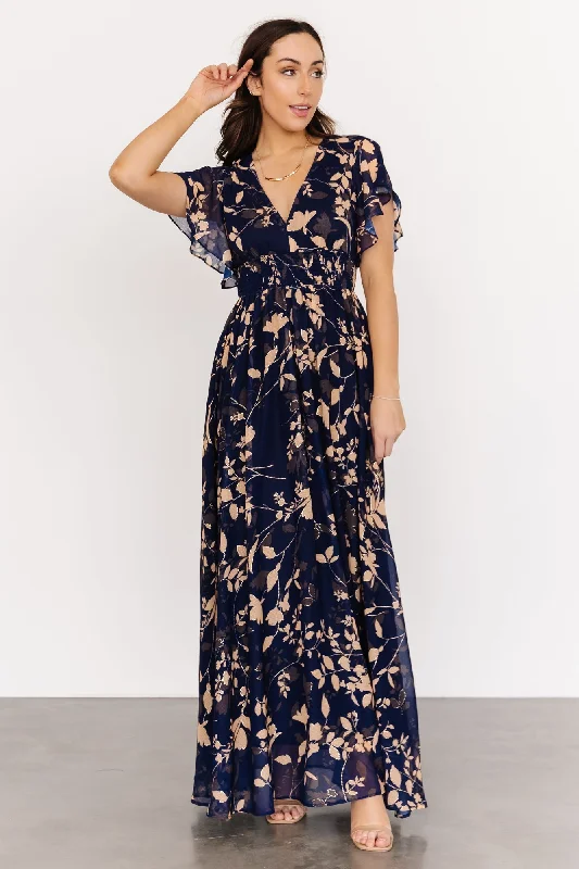 Lynlee Metallic Maxi Dress | Navy