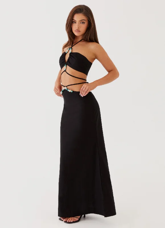 Neveah Beaded Maxi Skirt - Black