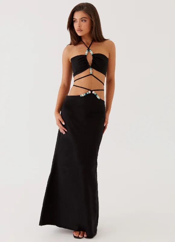 Neveah Beaded Maxi Skirt - Black