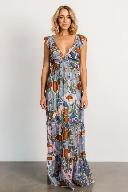 Nylah Back Tie Maxi Dress | Blue Multi