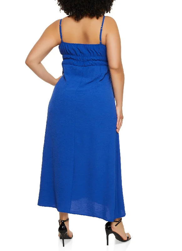 Plus Size Airy V Neck Empire Waist Maxi Dress