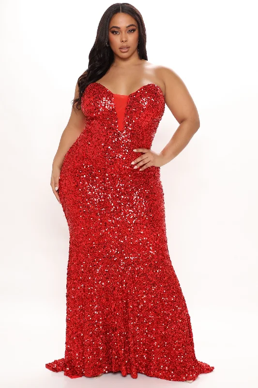 The Most Wanted Sequin Gown - Red