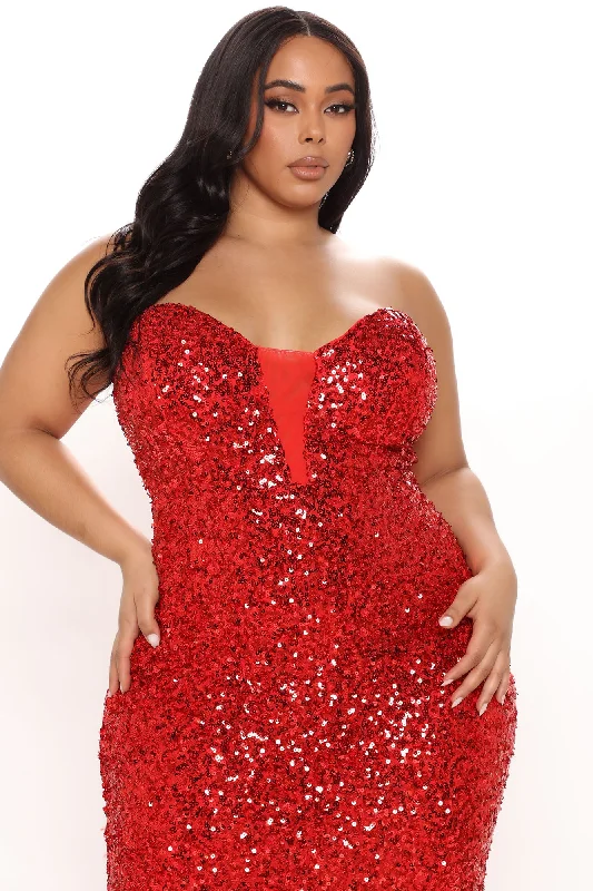 The Most Wanted Sequin Gown - Red