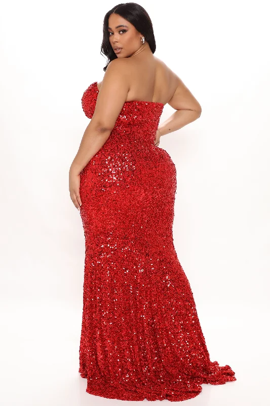 The Most Wanted Sequin Gown - Red