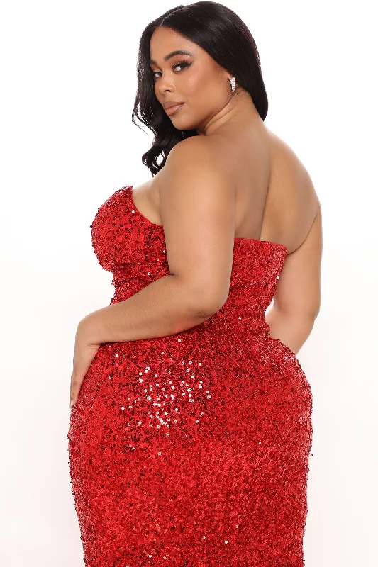 The Most Wanted Sequin Gown - Red