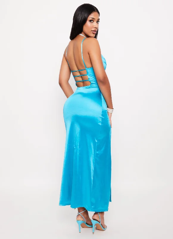 Satin Caged Back Maxi Dress