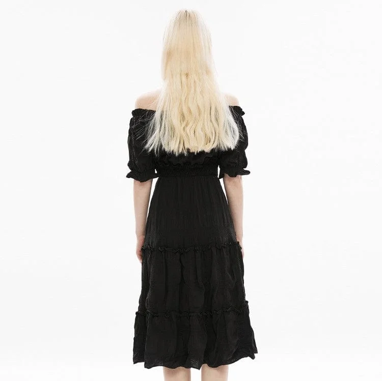 Women's Punk Off Shoulder Black Little Dress